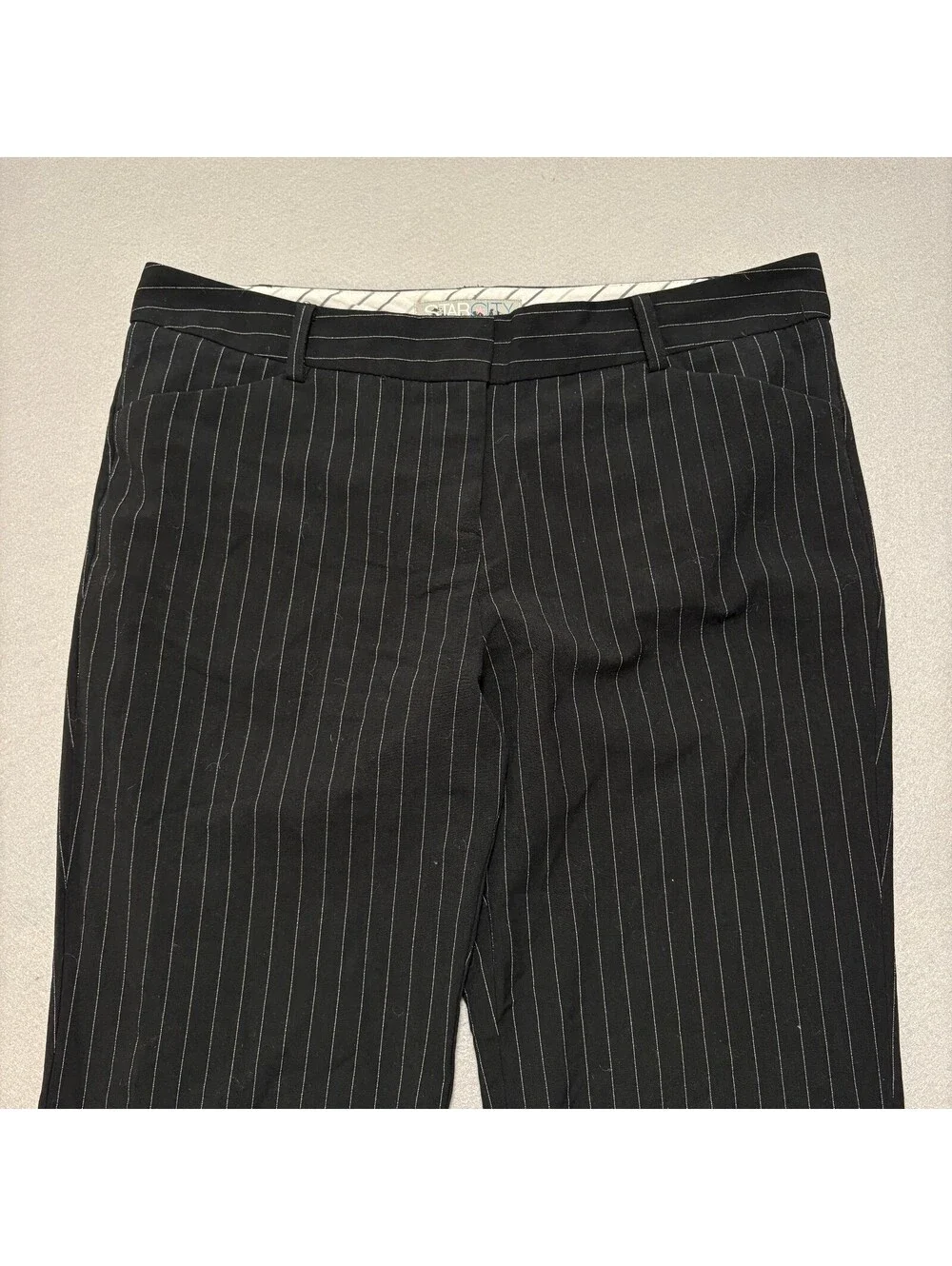 VTG Y2K Star City Pinstripe Flare Pants Women's 30x31 Black Office Siren Goth